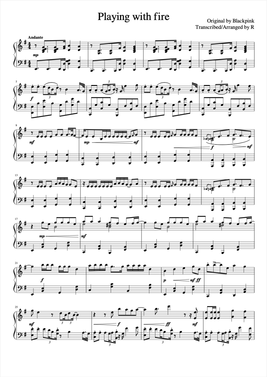 Playing With Fire (불장난) - BLACKPINK Sheet music for Piano (Solo