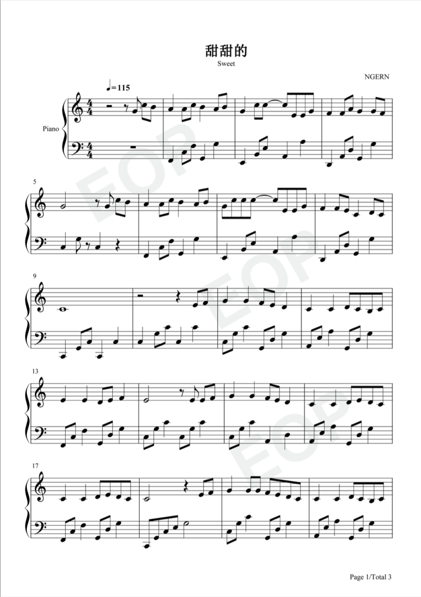 Jay Chou Sweet Sheet Music Downloads