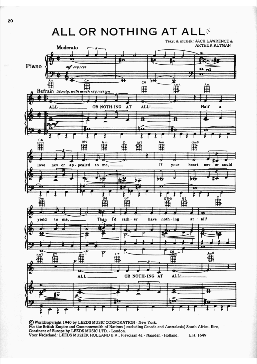 All for nothing at all. Frank Sinatra Ноты для фортепиано. All or nothing at all Ноты. Money for nothing Ноты. Sinatra. All or nothing at all..