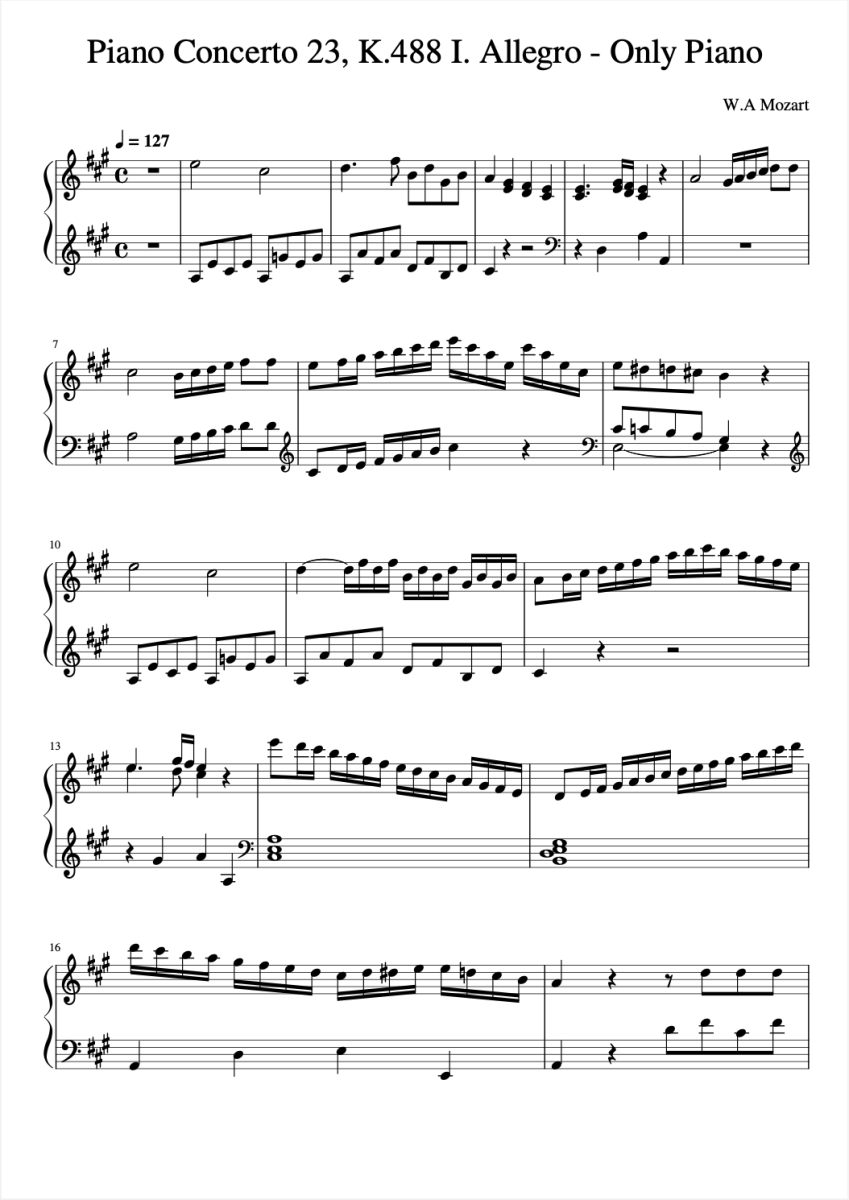 Sábana O cualquiera constructor Wolfgang Amadeus Mozart Piano Concerto No. 23 In A Major, K.488, I. Allegro  Sheet Music Downloads