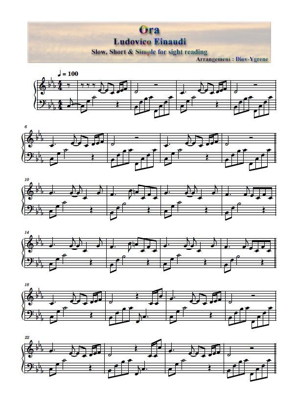 ☆ Ludovico Einaudi-Ora Sheet Music pdf, - Free Score Download ☆