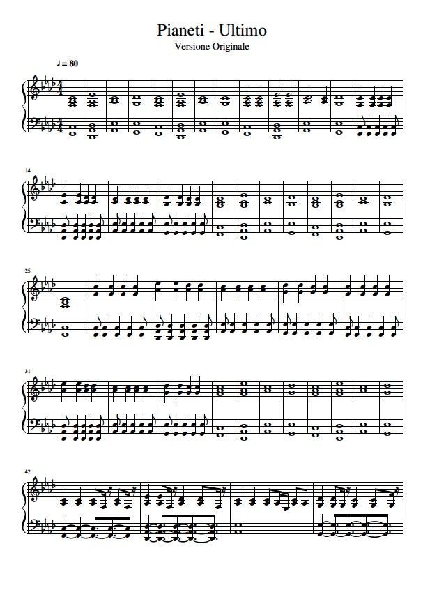 Free Pianeti by Ultimo sheet music  Download PDF or print on