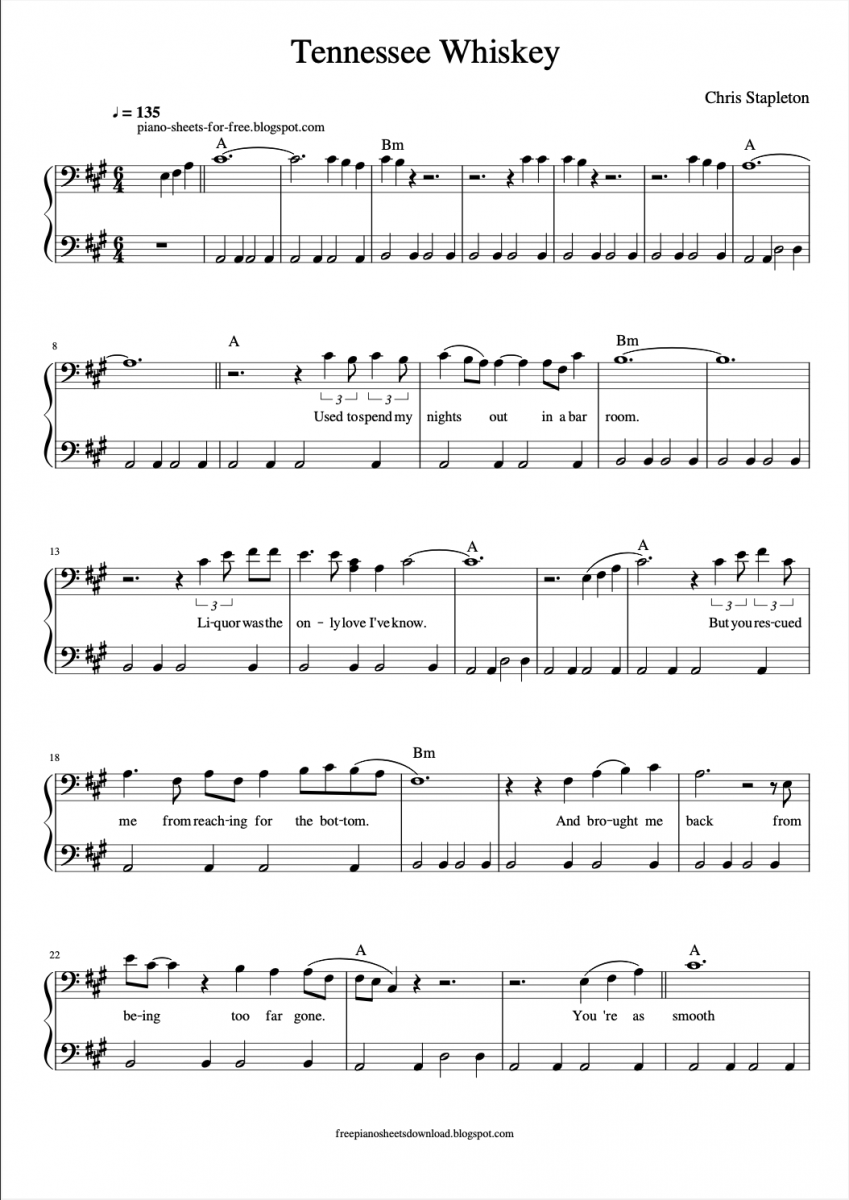 Tennessee Whiskey Sheet Music