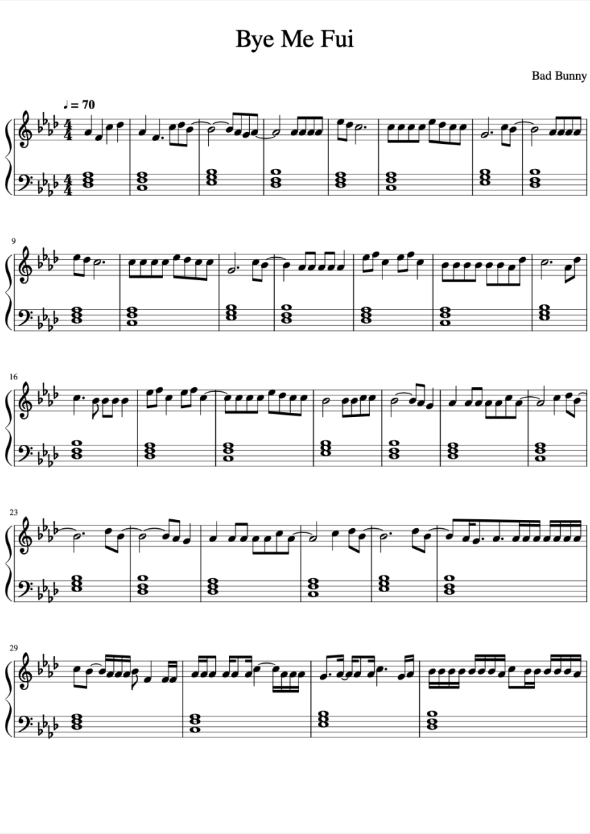 Bad Bunny Bye Me Fui Sheet Music Downloads