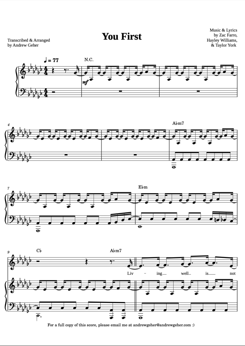 Paramore You First Sheet Music Downloads