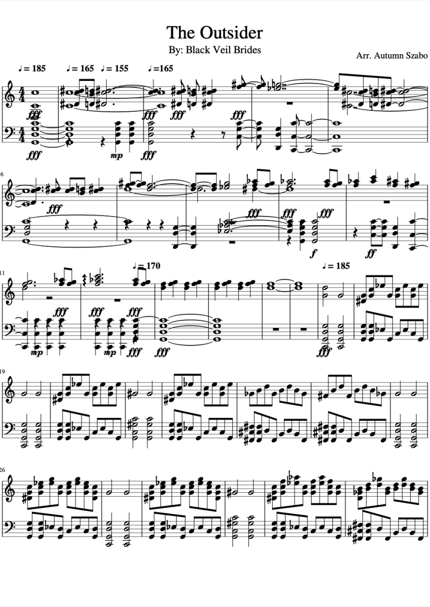 lost it all black veil brides piano sheet music