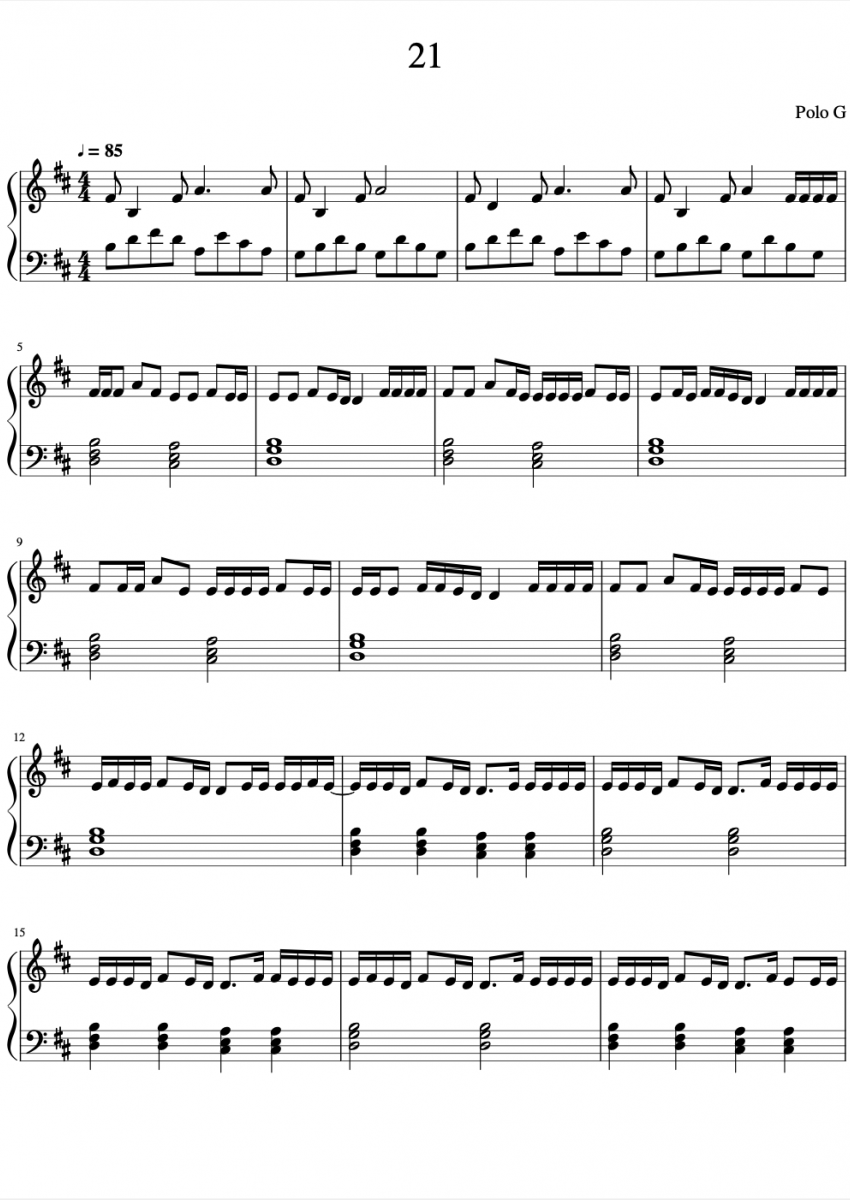 RAPSTAR – Polo G Sheet music for Piano, Drum group (Mixed Duet)