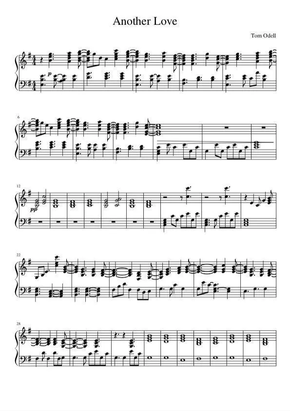 Tom Odell Another Love Sheet Music Downloads
