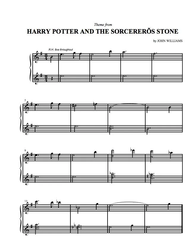 John Williams Harry Potter Theme Sheet Music Downloads