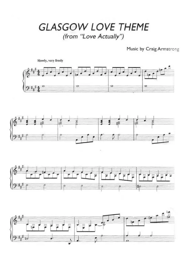 Armstrong Glasgow Love Theme Sheet Music Downloads