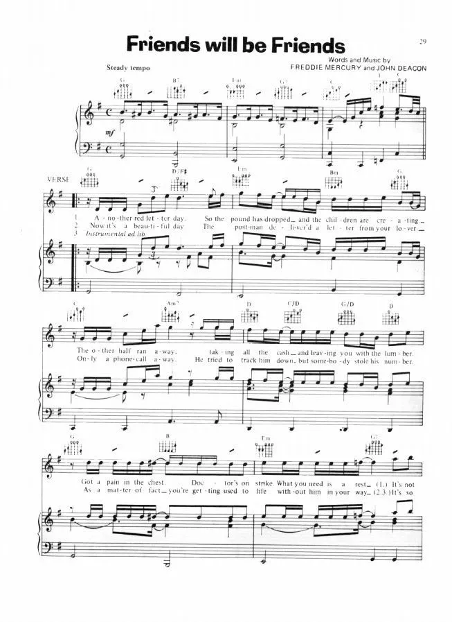 Queen Friends Will Be Friends Sheet Music Downloads