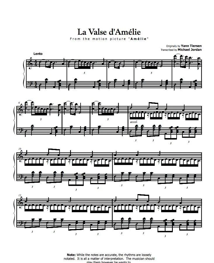 Yann Tiersen La Valse D’Amelie Sheet Music Downloads